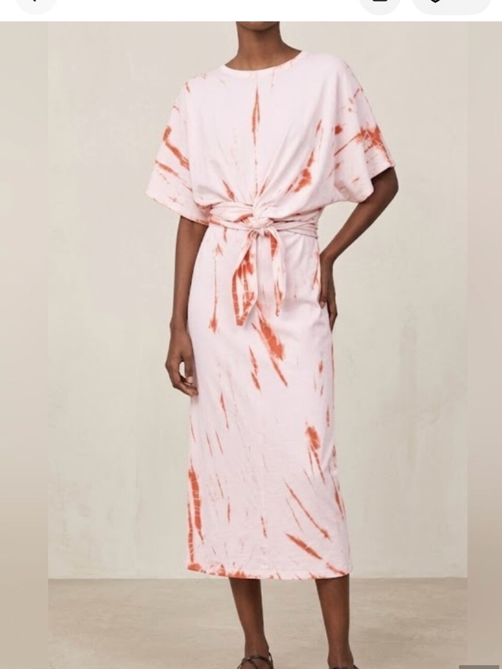 Zara White Maxi Dress with Rust Tie-Dye